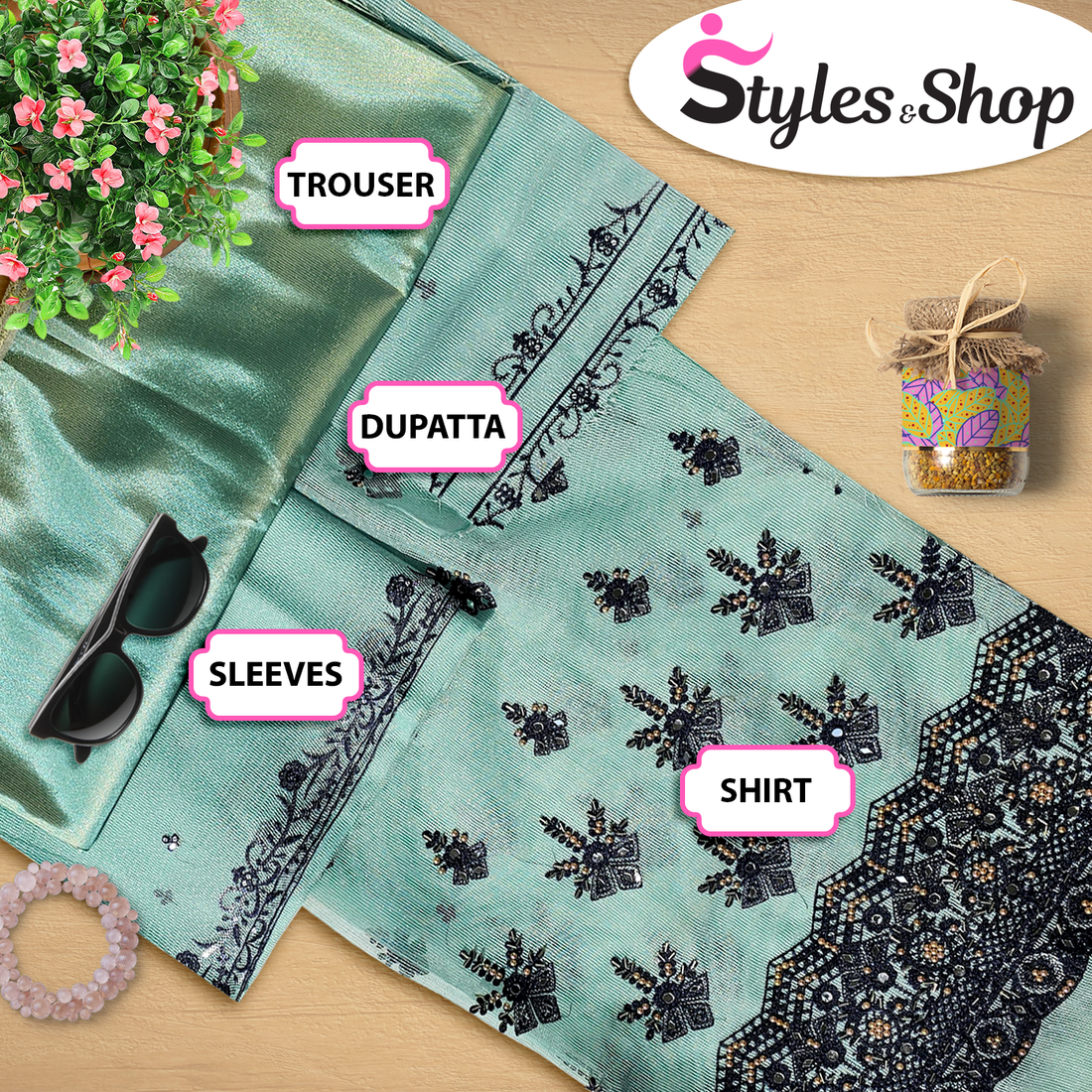 Luxury Khaadi Net Embroidered 3 Piece Suit