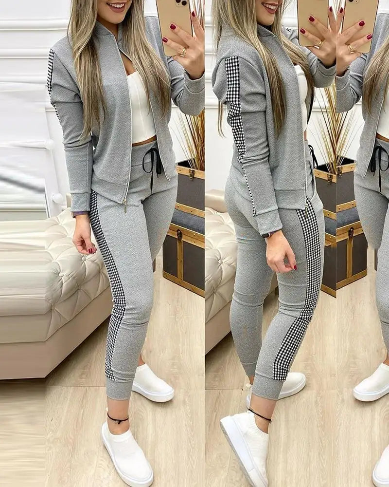 Sequin Zipper Top Leggings Set