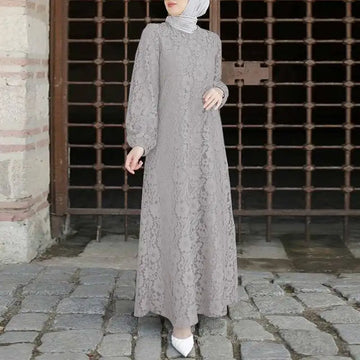 Muslim Lace Floral Maxi Dress