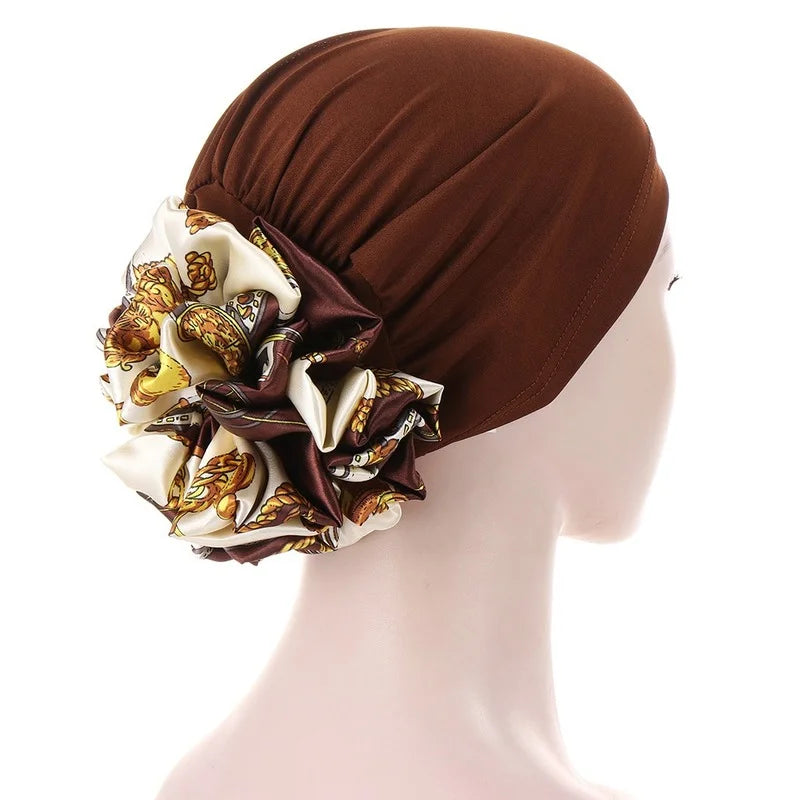 Stretchy Satin Flower Turban