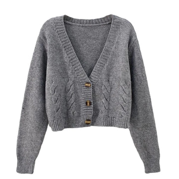 V-Neck Twist Knit Cardigan