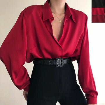Women Button Blouses Turn Down Collar Shirt
