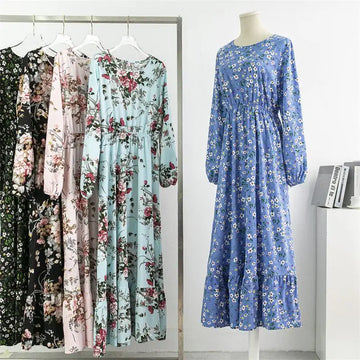 Floral Chiffon Muslim Maxi Dress