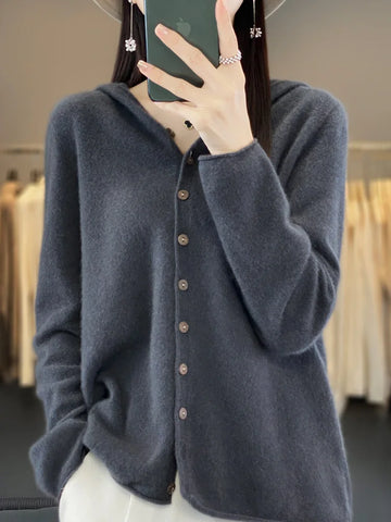 Merino Wool Cashmere Hoodie Women