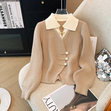 Spliced Slim Knitted Cardigan