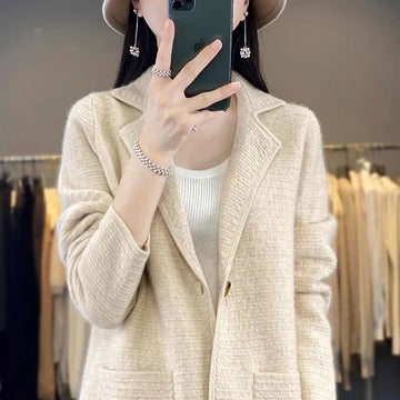 Suit Collar Knit Cardigan