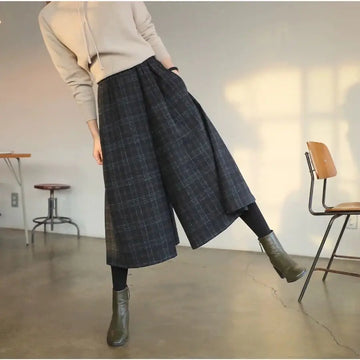 Women Plaid Wide Leg Pants