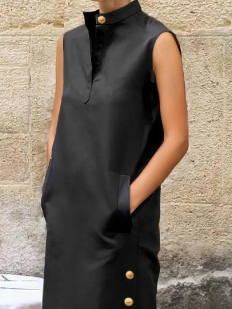 Sleeveless Split-Side Casual Dress