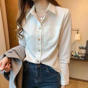 Elegant Pearl Chiffon Shirt