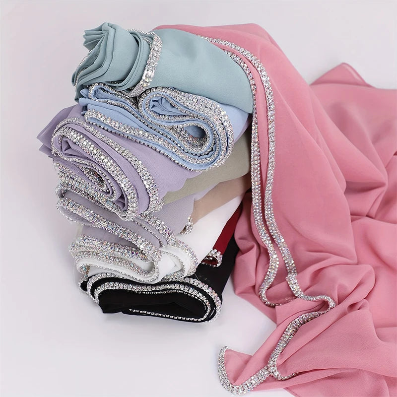 Shiny Diamond Chiffon Hijab Scarf