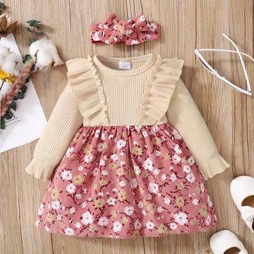Baby Girl Ruffle Corduroy Dress Set