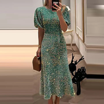O-neck Shiny Sequin Party Dress