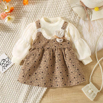 Girls Flower Print Strap Dress