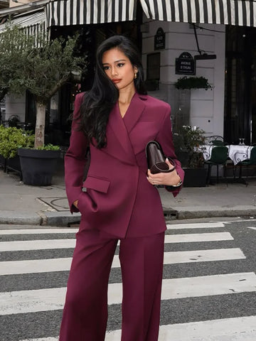 Retro Burgundy Suit Set