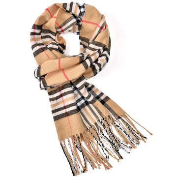 Men Cashmere Plaid Tassel Scarf