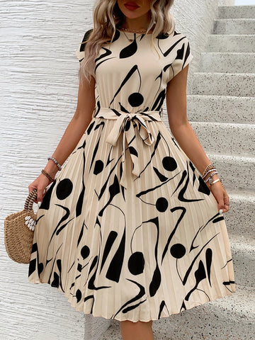 Women Sleeveless Pleated Dress