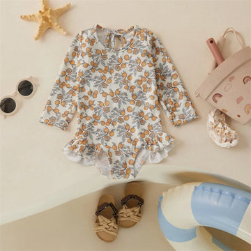 Girls' Floral Ruffle Swimsuit