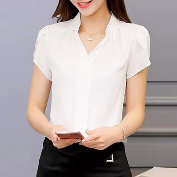 Formal V-neck Chiffon Shirt