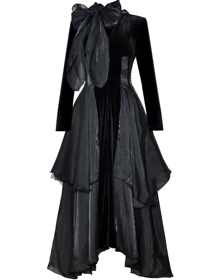 V-neck Flounced Edge Dress