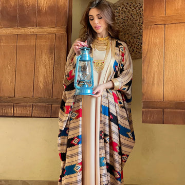 Striped Muslim Abaya Set