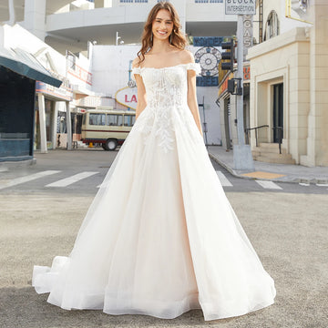 Luxury Off Shoulder Lace Wedding Dress