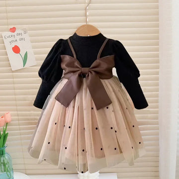 Girls' Long Sleeve Mesh Dress