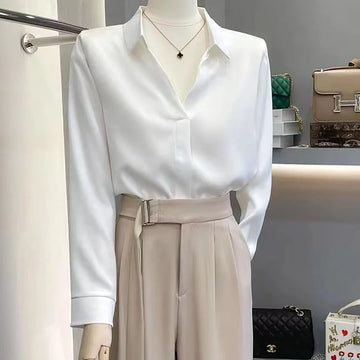 French V-Neck Chiffon Shirt