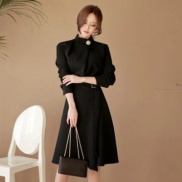 Women Korean Retro Midi Dress