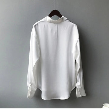 Spring Button-Up Satin Shirt