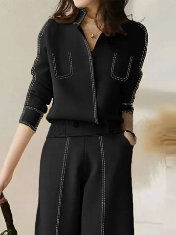 Women’s V-neck Top & Pants Set