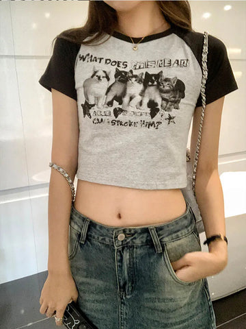 Y2K Print Slim Fit T-Shirt