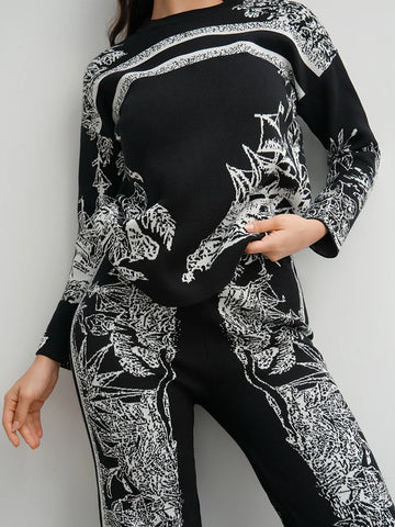 Floral Knit Sweater & Pants Set