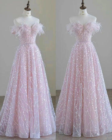 Luxury Pink Feather Gown