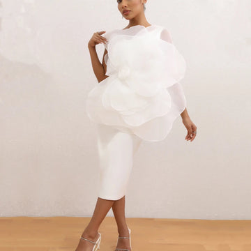 New Solid Three-Dimensional Flower Dress