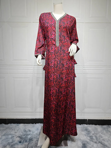 Moroccan Turkish Belted Long Dress