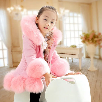 Girls PU Leather Fur Coat