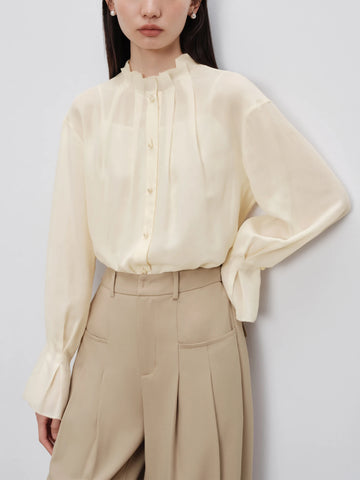 Women Silk Lotus Sleeve Shirt