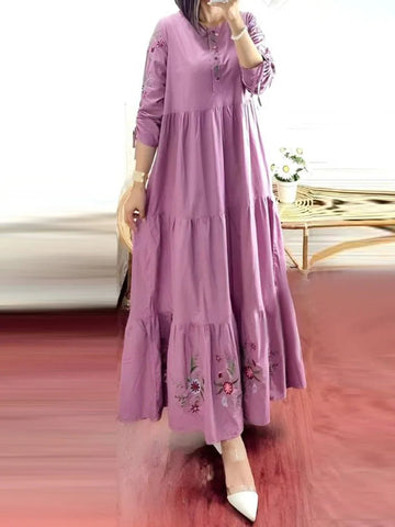 Floral Ruffle Hem Muslim Dress