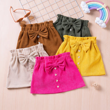Bow Button A-Line Skirt