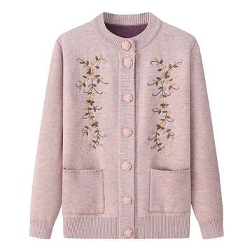 Vintage Print Woolen Cardigan Women