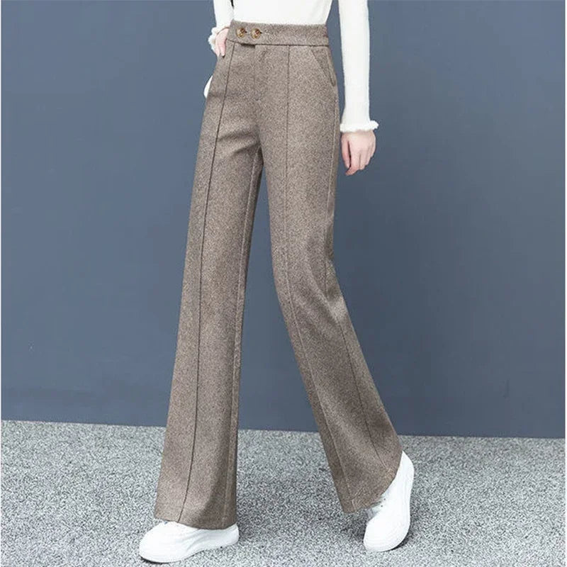 Women Wool Blend Wide Leg Pants