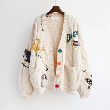 Korean Embroidered Wool Cardigan