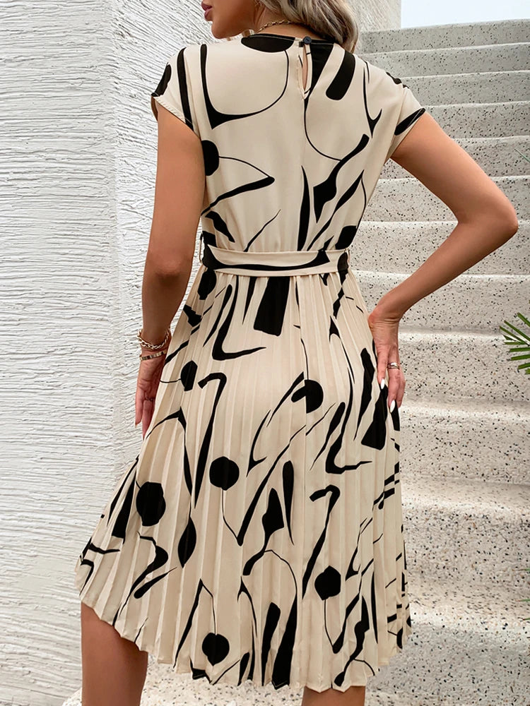 Women Sleeveless Pleated Dress