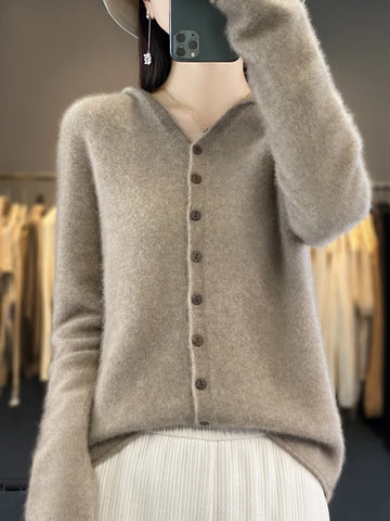 Merino Wool Hooded Cardigan