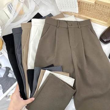 Korean Style Elastic High Waist Office Pants