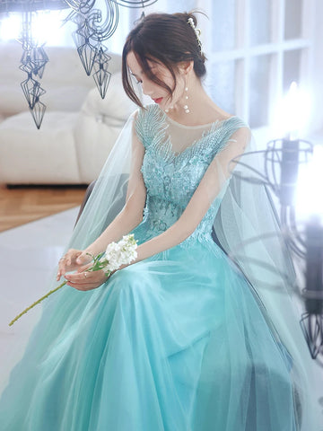 Skyblue Wrap Prom Dress