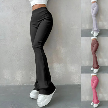 Ribbed High-Waisted Flared Pants