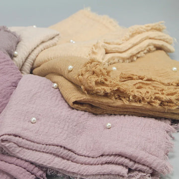 Plain Crinkled Cotton Muslim Hijab
