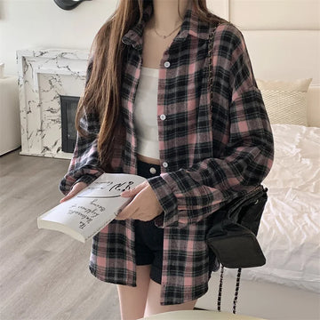 Oversized Plaid Flannel Shirt