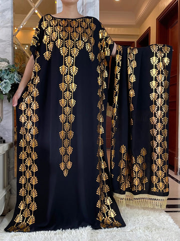 Dubai Summer Gold Stamped Abaya